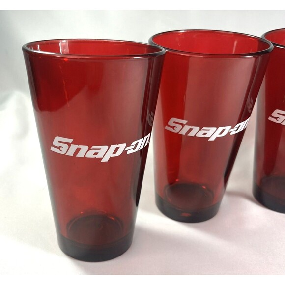 Snap-On Tools Red Pint Glasses Set of 4 - Picture 2 of 16
